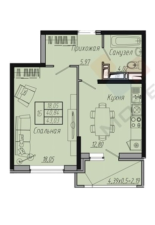 
   Продам 1-комнатную, 40.7 м², Стахановская ул, 1/5

. Фото 10.