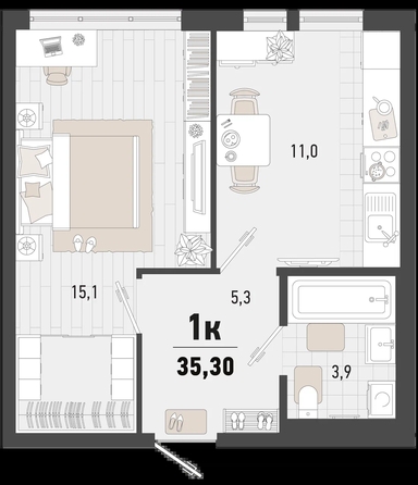 
   Продам 1-комнатную, 35.3 м², Барса, 4Б литер

. Фото 12.