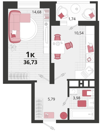 
   Продам 1-комнатную, 36.73 м², Родные просторы, литера 15

. Фото 7.