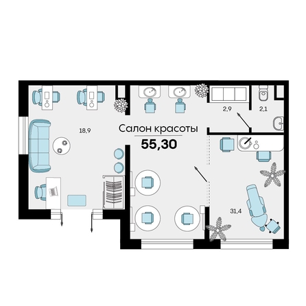 
   Продам офис, 56.3 м², Автолюбителей ул, 1/Г к3

. Фото 1.