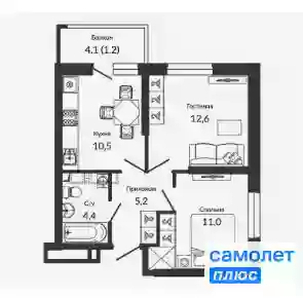 
   Продам 2-комнатную, 45.3 м², Героя Георгия Бочарникова ул, 2

. Фото 13.