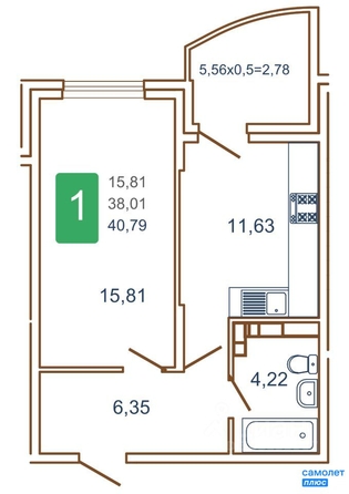 
   Продам 1-комнатную, 40.8 м², Кирилла Россинского ул, 3/2 к1

. Фото 11.