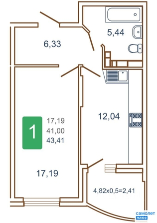 
   Продам 1-комнатную, 43.4 м², Кирилла Россинского ул, 3/2 к1

. Фото 11.