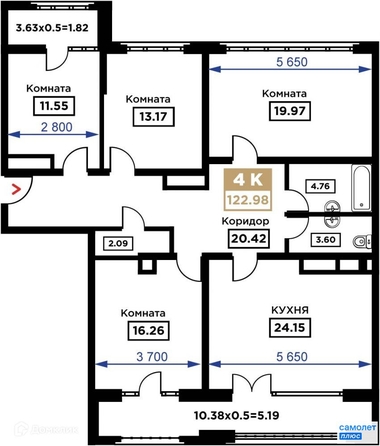 
   Продам 4-комнатную, 122.98 м², Школьная ул, 1

. Фото 1.