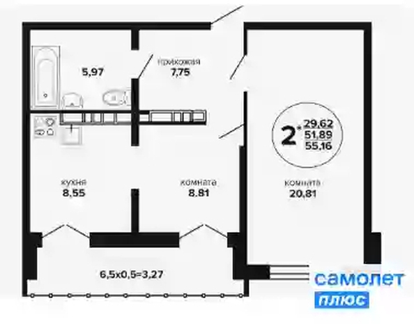 
   Продам 2-комнатную, 55.2 м², Российская ул, 257/7

. Фото 7.