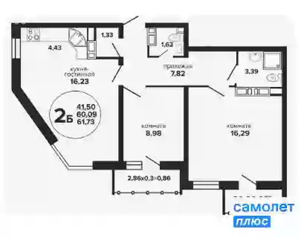 
   Продам 2-комнатную, 61.7 м², Российская ул, 257/7

. Фото 7.