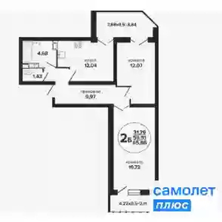 
   Продам 2-комнатную, 65.9 м², Российская ул, 257/7

. Фото 7.