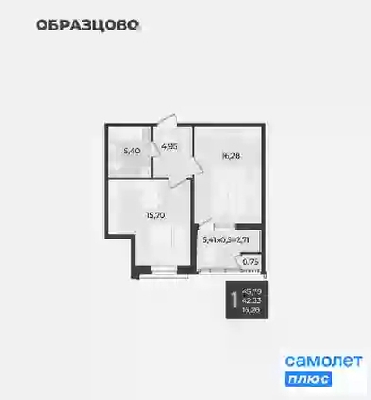 
   Продам 1-комнатную, 45.8 м², Образцово, дом 17

. Фото 9.