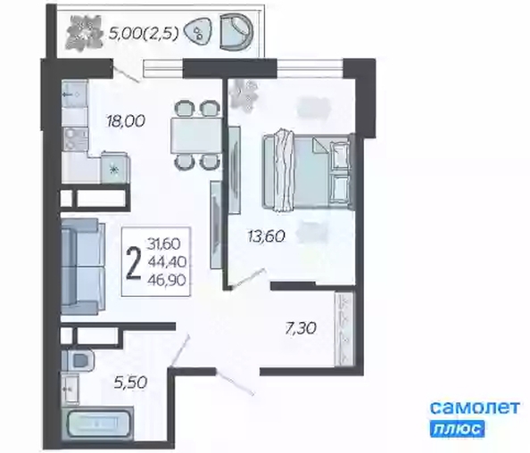 
   Продам 2-комнатную, 46.9 м², Садовое кольцо ул, 9к1

. Фото 10.