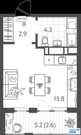 
   Продам студию, 25.6 м², Колхозная ул, 5/2 к2

. Фото 7.