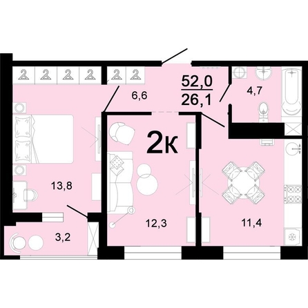 
   Продам 2-комнатную, 52 м², Горячий, литера 3

. Фото 1.