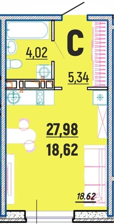 
   Продам студию, 27.98 м², Клубный дом Агой

. Фото 1.