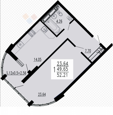 
   Продам 1-комнатную, 50.5 м², Шоссе Нефтяников ул, 18к2

. Фото 11.