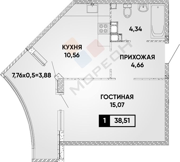 
   Продам 1-комнатную, 34.5 м², Григория Булгакова ул, 6

. Фото 6.