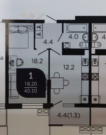 
   Продам 1-комнатную, 40 м², Конгрессная ул, 41

. Фото 16.