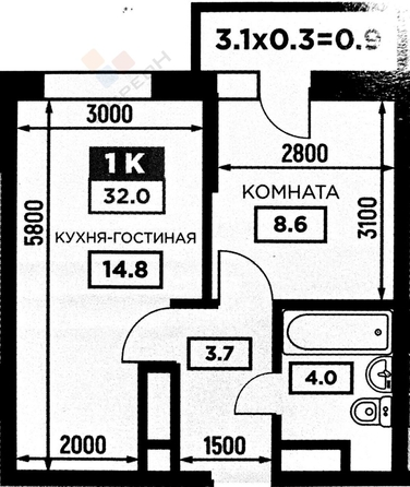 
   Продам 1-комнатную, 32.2 м², Домбайская ул, 55к7

. Фото 10.