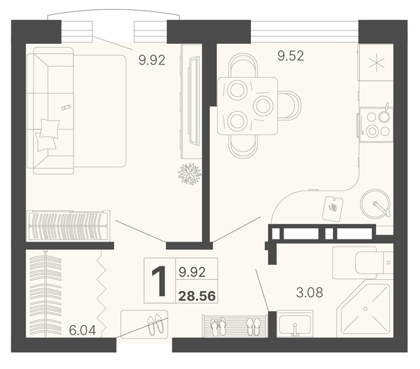 
   Продам 1-комнатную, 28.56 м², Светский лес, литер 3

. Фото 6.