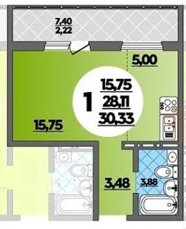 
   Продам студию, 27.7 м², Александра Сапрунова ул, 13

. Фото 14.