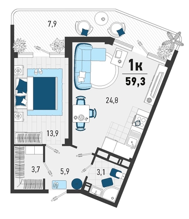 
   Продам 1-комнатную, 53 м², Конечная ул, 2

. Фото 6.