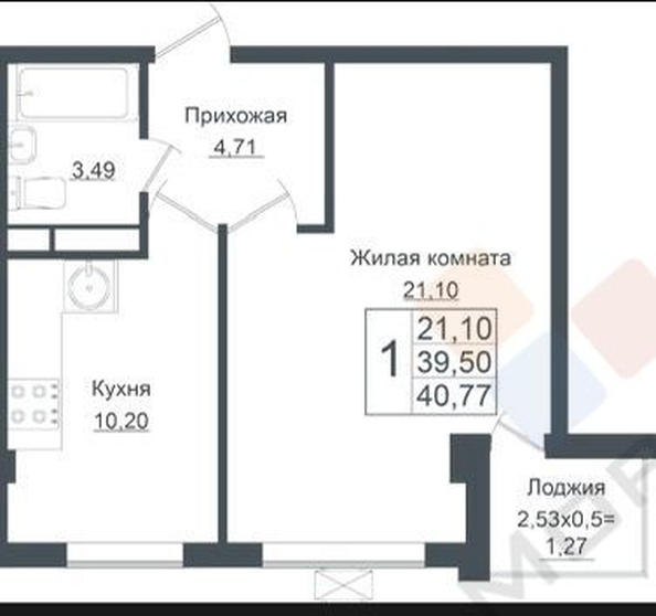 
   Продам 1-комнатную, 39.7 м², Карпатская ул, 1

. Фото 17.