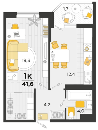 
   Продам 1-комнатную, 41.5 м², Мачуги В.Н. ул, 166Б к1

. Фото 4.