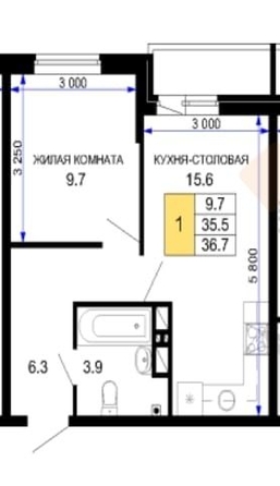 
   Продам 1-комнатную, 35.8 м², Позднякова ул, 2к19

. Фото 11.