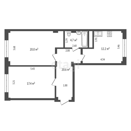 
   Продам 2-комнатную, 67 м², Тургенева ул, 10/2

. Фото 13.