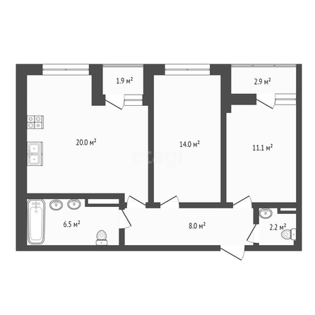 
   Продам 2-комнатную, 61.8 м², Западный Обход ул, 39/2/3

. Фото 1.