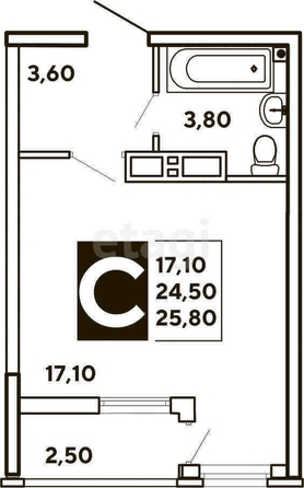 
   Продам 1-комнатную, 24.5 м², Западный Обход ул, 39/2/6

. Фото 16.