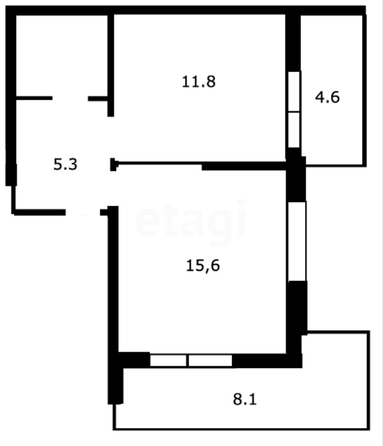 
   Продам 2-комнатную, 50.4 м², Конгрессная ул, 41

. Фото 1.