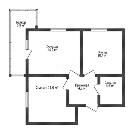 
   Продам 2-комнатную, 45.5 м², Конгрессная ул, 41/1

. Фото 1.