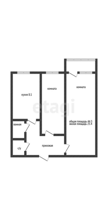 
   Продам 2-комнатную, 44.3 м², Аэродромная ул, 10/2

. Фото 26.