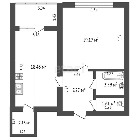 
   Продам 1-комнатную, 52.8 м², Черкасская ул, 55

. Фото 10.