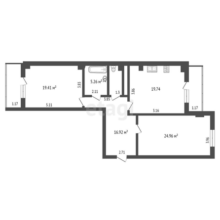 
   Продам 3-комнатную, 88.4 м², Кубанская Набережная ул, 31/1

. Фото 25.