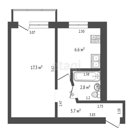 
   Продам 1-комнатную, 43.2 м², Ставропольская ул, 238

. Фото 11.