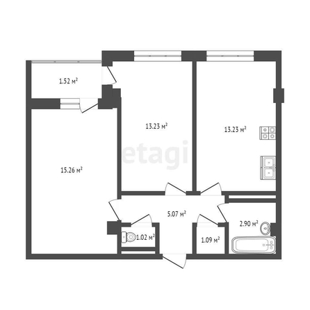 
   Продам 2-комнатную, 51.9 м², Старокубанская ул, 2/4/1

. Фото 13.