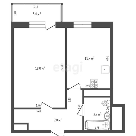 
   Продам 1-комнатную, 40.6 м², Московская ул, 125/1

. Фото 20.