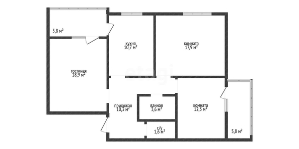 
   Продам 3-комнатную, 75.4 м², Стахановская ул, 1/5  4

. Фото 1.