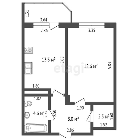 
   Продам 1-комнатную, 45.2 м², Кубанская Набережная ул, 64

. Фото 27.