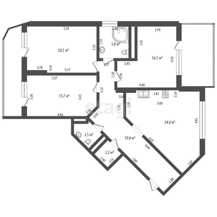 
   Продам 3-комнатную, 105.4 м², Клары Лучко б-р, 14/3

. Фото 45.