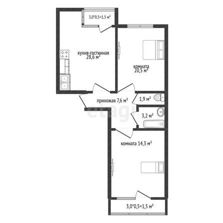 
   Продам 2-комнатную, 76.3 м², Дубравная ул, 1

. Фото 18.