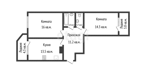 
   Продам 2-комнатную, 59.3 м², Восточно-Кругликовская ул, 22/2

. Фото 15.