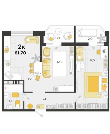 
   Продам 2-комнатную, 62 м², Мачуги В.Н. ул, 166Б к1

. Фото 1.