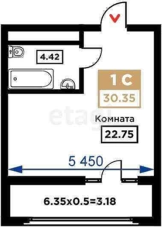 
   Продам студию, 30.4 м², Сердце

. Фото 1.