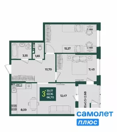 
   Продам 3-комнатную, 66.7 м², Образцово, дом 17

. Фото 9.