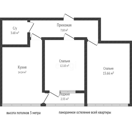 
   Продам 2-комнатную, 52.9 м², Западный Обход ул, 39/2  3

. Фото 1.