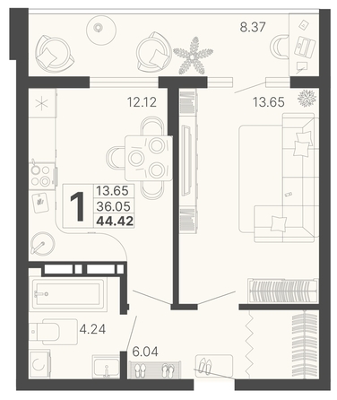 
   Продам 1-комнатную, 40.24 м², Светский лес, литер 3

. Фото 6.