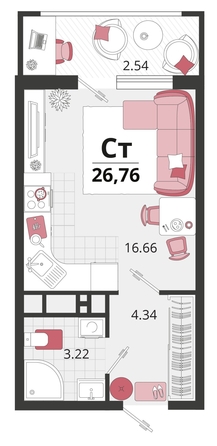 
   Продам 1-комнатную, 26.76 м², Родные просторы, литера 20

. Фото 4.