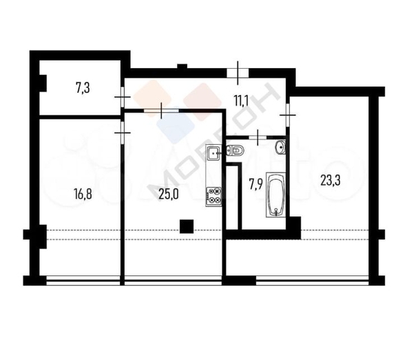 
   Продам 2-комнатную, 93 м², Буденного ул, 129

. Фото 11.