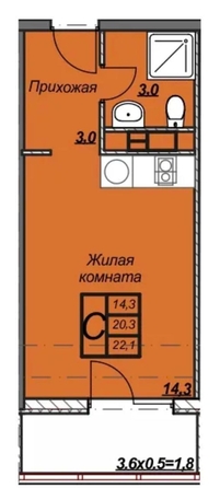 
   Продам студию, 20 м², Владимирская ул, 142

. Фото 11.